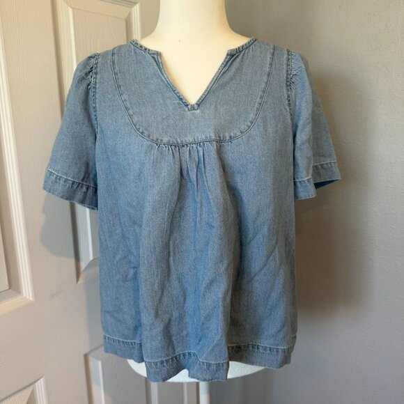 Madewell Tops - Madewell Cotton Linen Blend Denim Swing Top Size Small